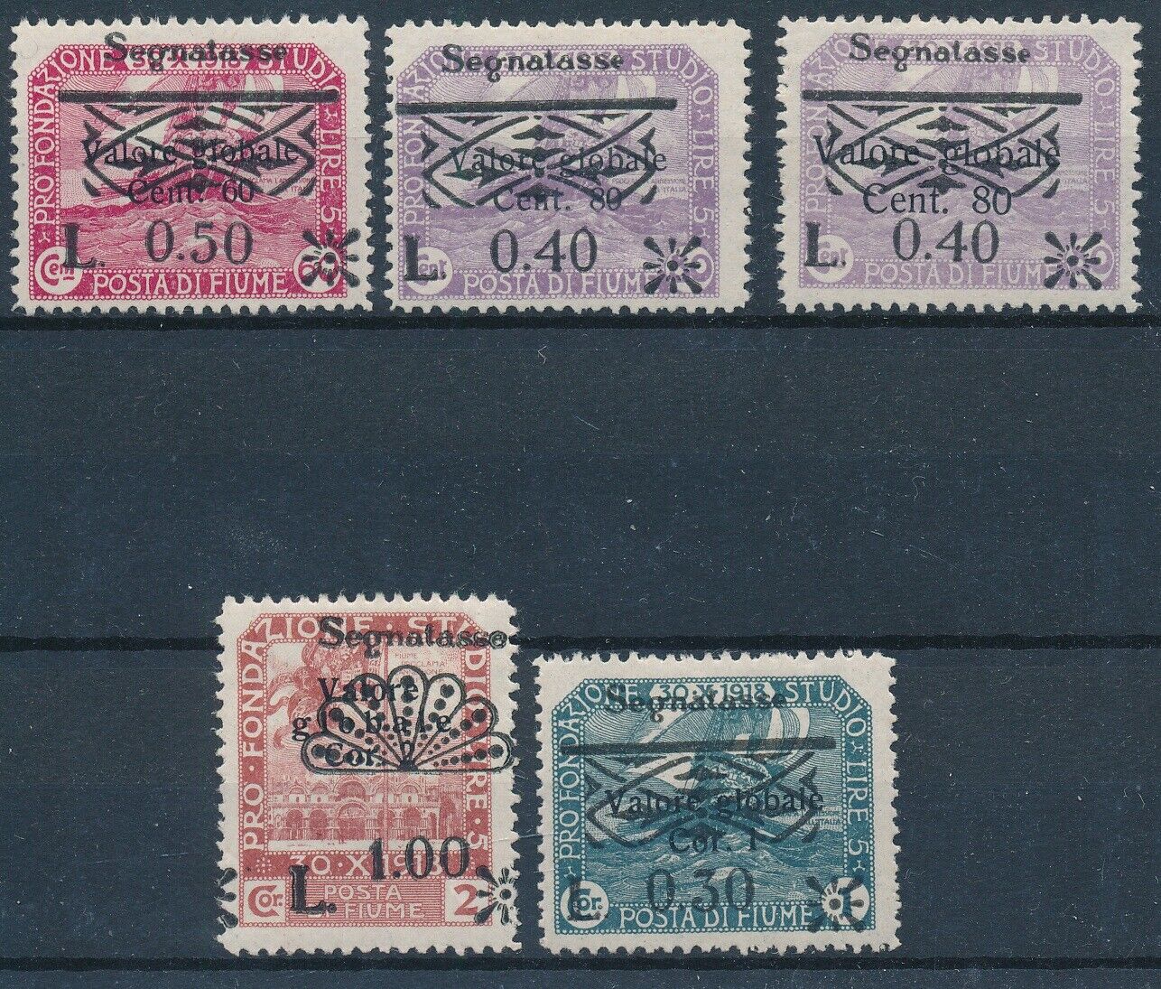52245 Italy Fiume Due 1921 good lot MH VF stamps