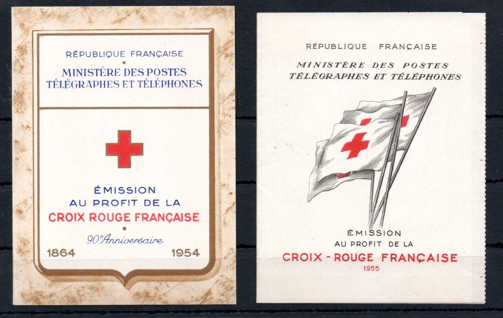 FRANCE  1954  1955   RED CROSS  TWO scarce complete  BOOKLETS  MNH