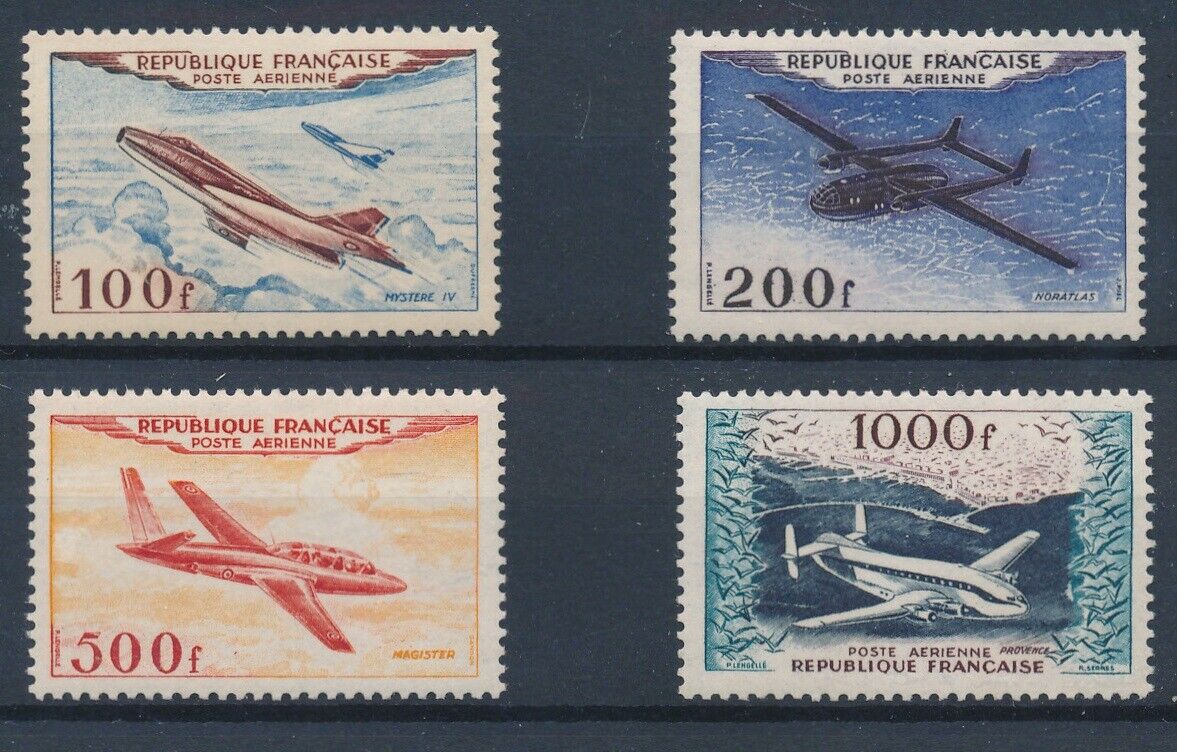 33858 France 1954 Planes Good RARE airmail set VF MNH stamps V430
