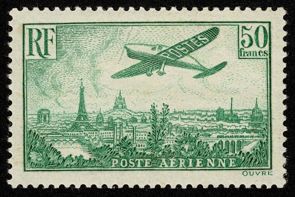 France Stamp ScottC14 50fr Air Mail Mint H OG Well Centered
