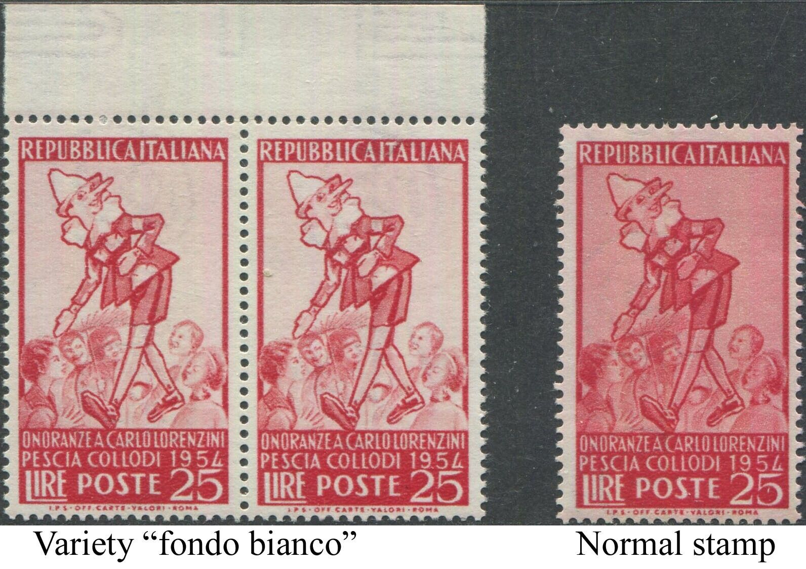 Italy  1954 Pinocchio Pair with withe background Beautiful variety   1300