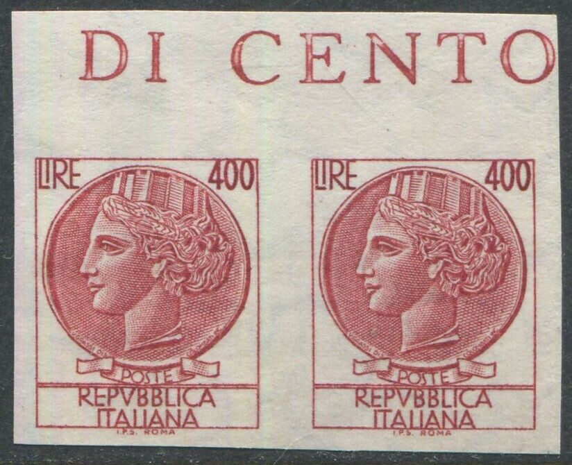 Italy 1976 Syracusane imperforate pair Rare variety