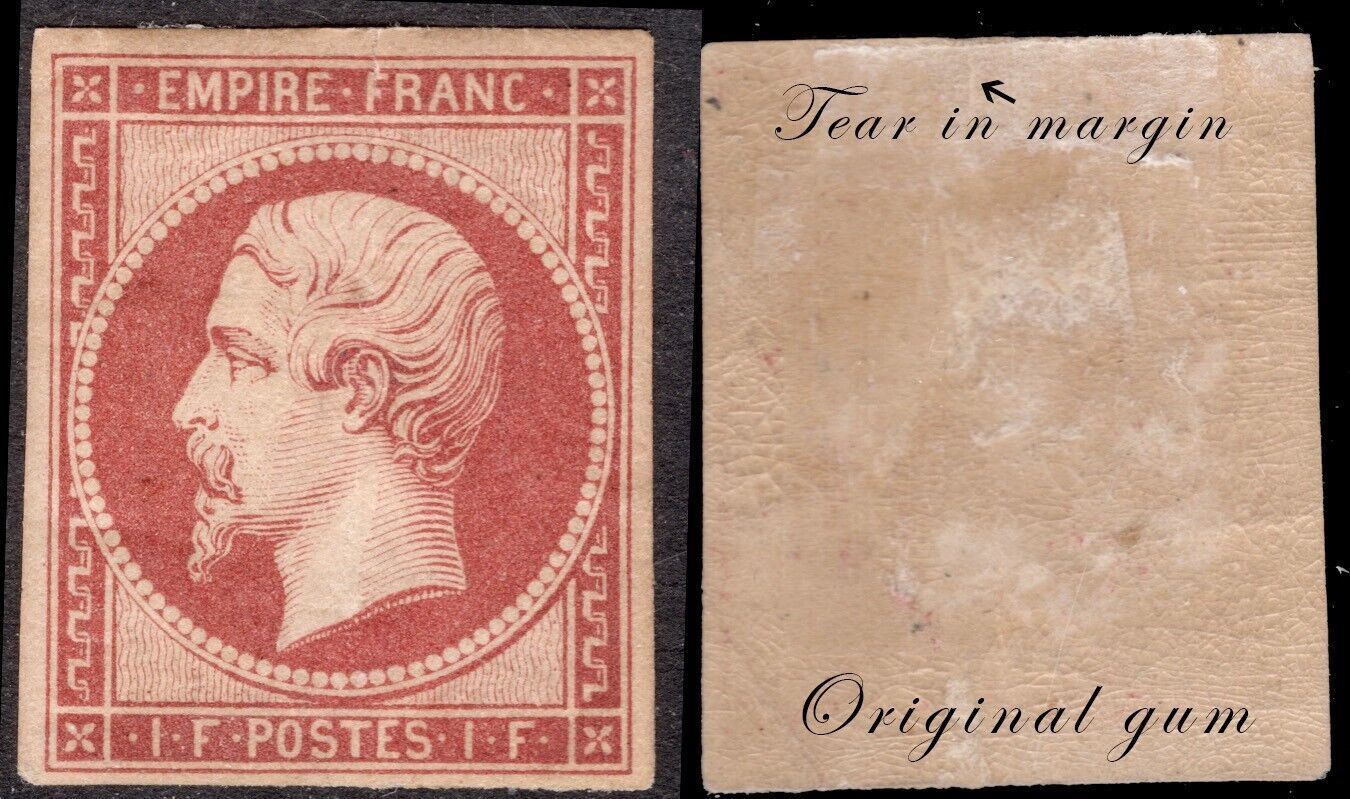 FRANCE 1853 Napoleon 1 Franc four margins  MH